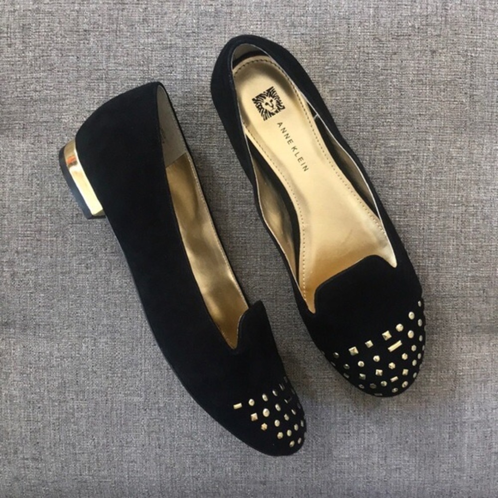 Anne Klein Black Suede Studded flats